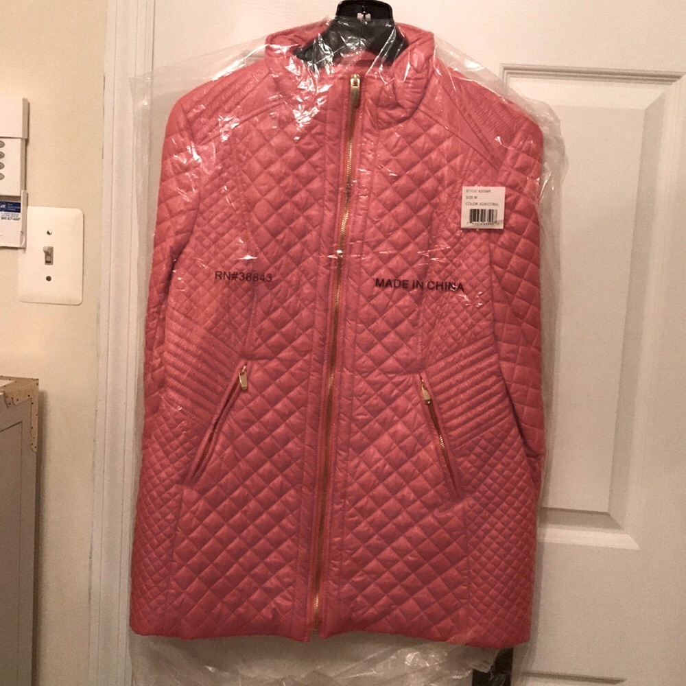 VIA SPIGA Coral Pink Lightweight Quilt Jacket M - Picture 3 of 6